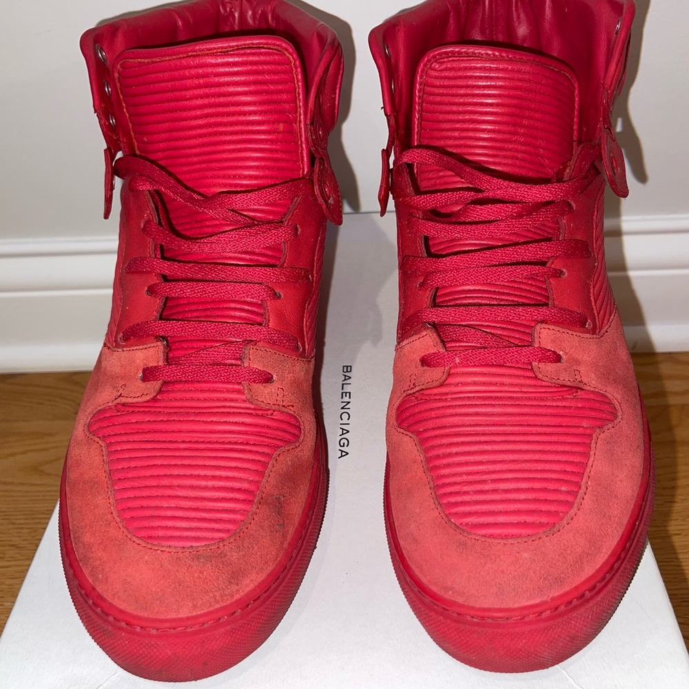 AUTHENTIC BALENCIAGA COTE TRAINER PLEATED RED SNEAKER - Picture 1 of 5